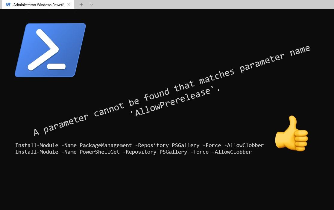 A parameter cannot be found that matches parameter name 'AllowPrerelease'