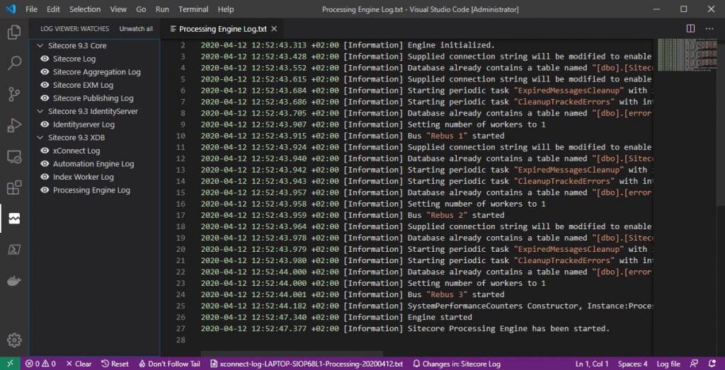 Visual Studio Code and Log Viewer
